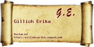 Gillich Erika névjegykártya